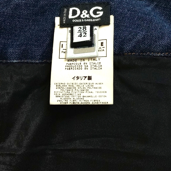 🖤DOLCE & GABBANA D&G KNEE LENGTH BLACK WOOL SKIRT WITH DENIM POCKETS - Picture 8 of 11